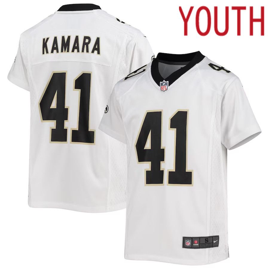 Youth New Orleans Saints #41 Alvin Kamara Nike White Game NFL Jersey